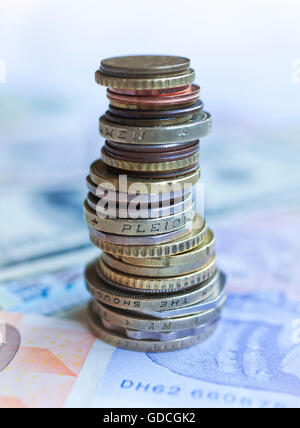 International currencies. Money from the United States, Europe and Hong Kong Stock Photo