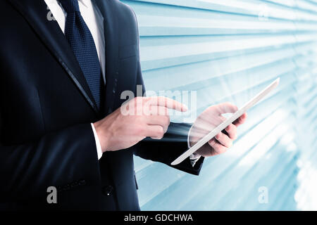 Working on tablet Stock Photo