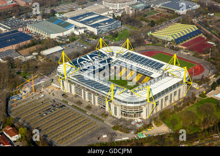 Aerial view, Signal Iduna Park, Westfalenstadion Dortmund, Westphalia-stadium, , new construction at the stadium, Dortmund,