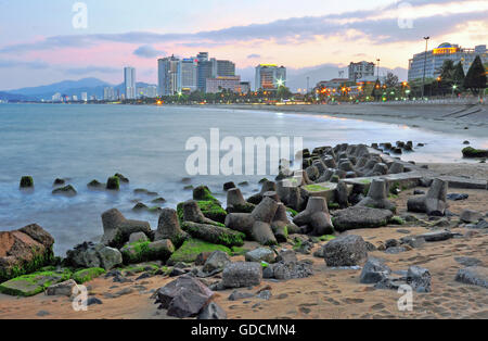 NHA TRANG, VIETNAM - MARCH 11: View of Nha Trang downtown, Vietnam on March 11, 2015.  is a coastal city and capital lo Stock Photo