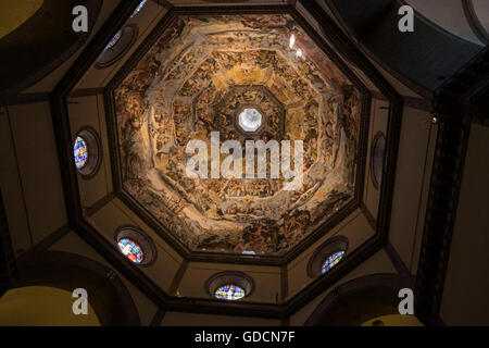 Painted ceiling of the Duomo, dome, of the cathedral di Santa Maria del Fiore, Florence, Tuscany, Italy Stock Photo