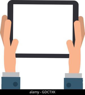 hands holding tablet icon Stock Vector
