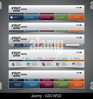 Web Design Elements - Header Designs with World Map Stock Vector Image ...