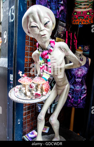 Alien With Magic Mushrooms Outside  A Recreational Drug Shop Amsterdam Holland Stock Photo