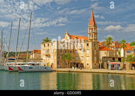 Cruising yachts berthed in the town of Milna on the island of Brac, Croatia. Stock Photo