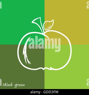 apple and think green vector illustration Stock Vector