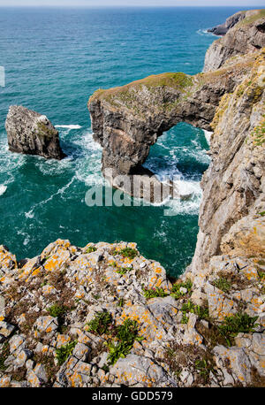 Green Bridge of Wales Pembrokeshire Coast National park Wales Cymru UK ...