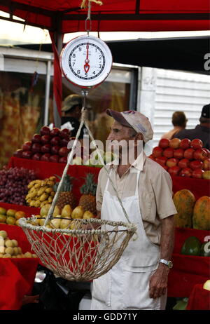 people at the fruitmarket in the town of Maracaibo in the west of Venezuela. Stock Photo