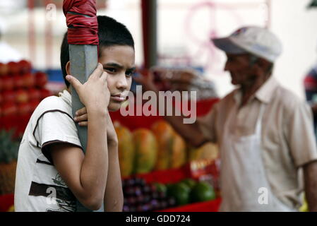 people at the fruitmarket in the town of Maracaibo in the west of Venezuela. Stock Photo