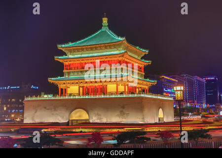 China,Shaanxi Province,Xi'an City,The Bell Tower Stock Photo