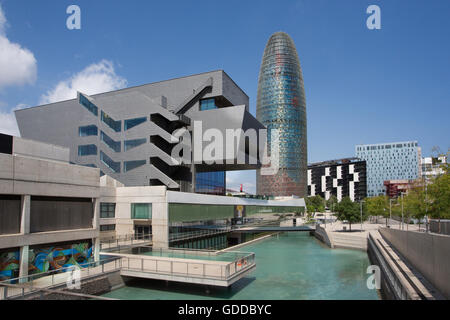 Spain,Catalonia,Barcelona City,Glorias Square,Agbar Tower. Stock Photo