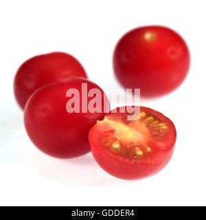 Cherry Tomatoes, solanum lycopersicum against White Background Stock Photo
