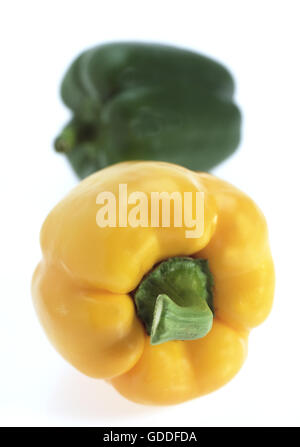 SWEET GREEN AND SWEET YELLOW PEPPER capsicum annuum Stock Photo