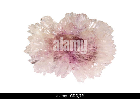 AMETHYST FLOWER STONE AGAINST WHITE BACKGROUND Stock Photo