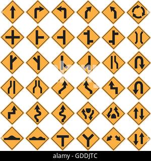 Traffic sign set isolated background vector illustration. Stock Vector