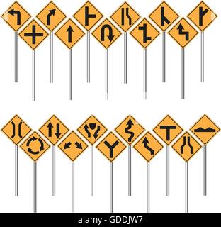 Traffic sign set isolated vector illustration. Stock Vector