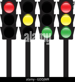 Traffic light set collection on white background vector illustration design. Stock Vector