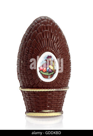 Chocolate Eastern Egg against White Background Stock Photo
