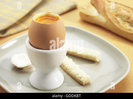 Soft-Boiled Chicken Egg in Eggcup Stock Photo