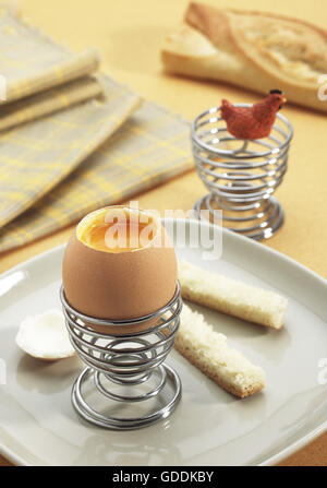 Soft-Boiled Egg in Egg Cup Stock Photo