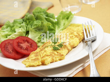 Omelette with Salad and Tomato Stock Photo