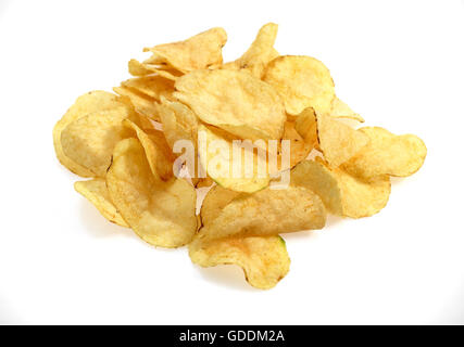 Potato Chips against White Background Stock Photo