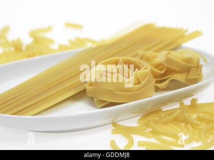 Different Varieties of Pasta,  Spaghettis, Tagliatelles,  Macaronis Stock Photo