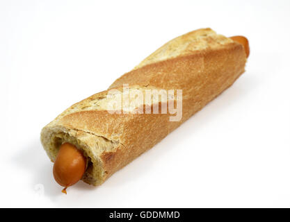 Hot Dog, Sandwich against White Background Stock Photo