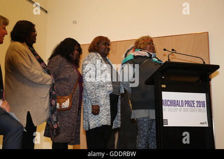 Sydney, Australia. 15 July 2016. Announcement of the winners of the Archibald ($100,000), Wynne ($50,000) and Sulman ($40,000) Prizes 2016. The Archibald Prize is awarded to the best portrait 'preferentially of some man or woman distinguished in art, letters, science or politics, painted by any artist resident in Australasia' during the 12 months preceding the closing date of June 24, 2016. Art Gallery of New South Wales Art Gallery Rd, The Domain. Credit:  Richard Milnes/Alamy Live News Stock Photo