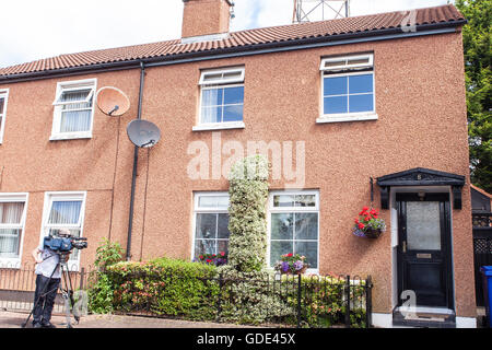 Belfast, UK, Europe. 16th July 2016. A cameraman at the scene of when there was a Gun Attack at on House in West Belfast at 02:40am Credit:  Bonzo/Alamy Live News Stock Photo