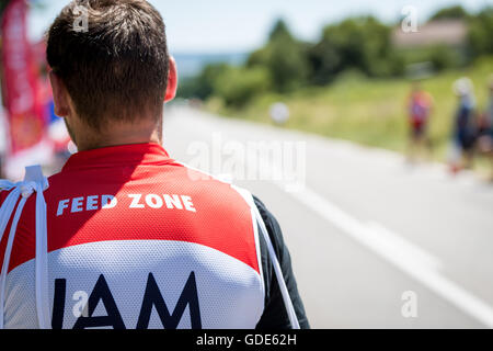 Revel-Tourdan, France. 16th July, 2016. An IAM Cycling team soigneur Stock Photo: 111564849 - Alamy