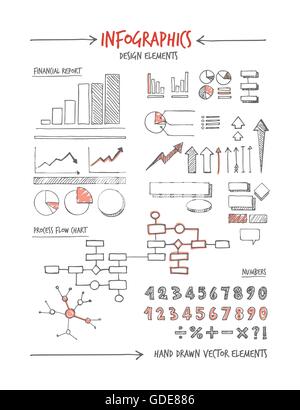 Infographic design elements and concepts hand drawn sketch Stock Vector