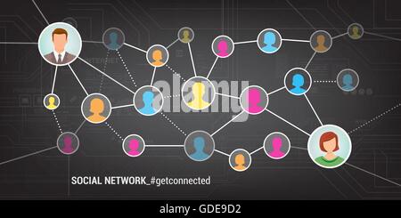 Meet new people and find new friends online using social networks Stock Vector
