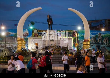 the monument of Phaya Surin Phakdi Si Narong Changwang in the city of Surin in Isan in Thailand. Stock Photo