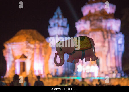 a Light and Show at the Prasat Sikhoraphum Temple at the Town of Sikhoraphum near the city of Surin in Isan in Thailand. Stock Photo