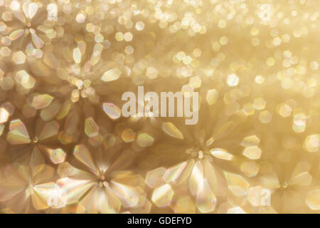 Colourful spark and glow colourful shining bokeh light in golden colour tone for abstract background Stock Photo