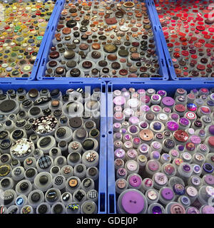 Close-up of multi coloured buttons in market Stock Photo