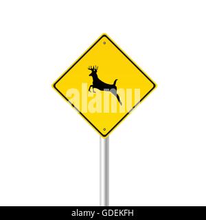 traffic sign with deer color vector illustration Stock Vector