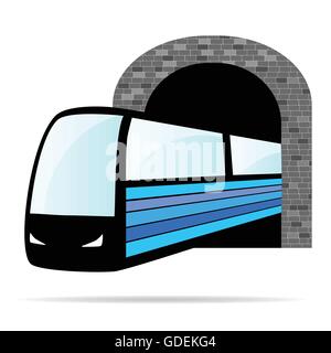 train from the tunnel art vector illustration Stock Vector
