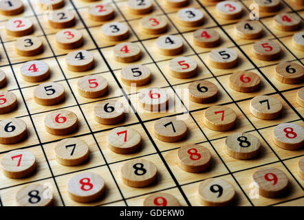 Wooden numbers in order . Lucky concept Stock Photo