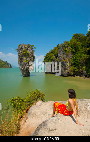 James Bond Island Phangnga Bay Thailand, Asian woman visits the Island ...