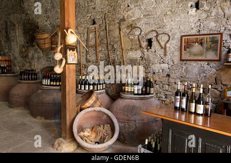 Wine Cellar in Omodos, Troodos Mountains, Republic of Cyprus Stock Photo