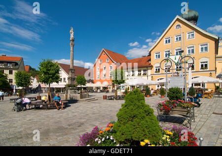 Marienplatz in the Olt Town of  Immenstadt, Allgaeu, Bavaria, Germany Stock Photo