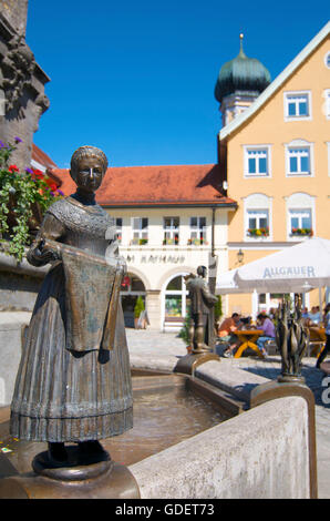 Marienplatz in the Olt Town of  Immenstadt, Allgaeu, Bavaria, Germany Stock Photo