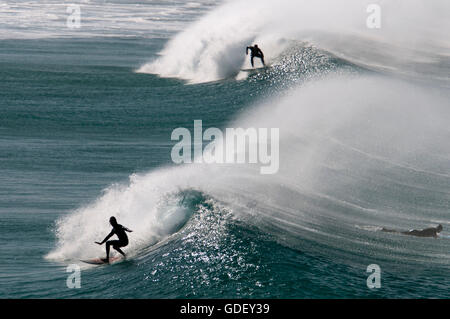 Fuerteventura, Canary Island, Spain, Surfer at Playa del Castillo in El Cotillo Stock Photo