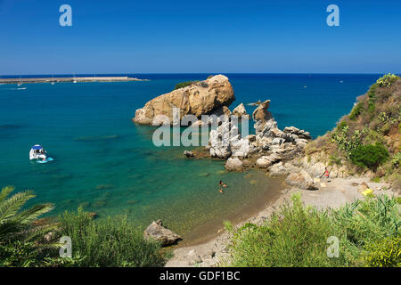 Caldura Beach, Cefalu, Sicily, Italy Stock Photo