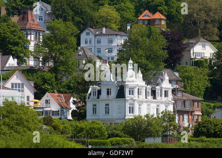 Historic beach hotel, Strandweg in Blankenese, Hamburg, Germany Stock Photo