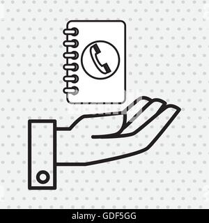 hand and telephone isolated icon design Stock Vector