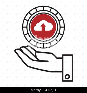 hand and cloud red isolated icon design Stock Vector