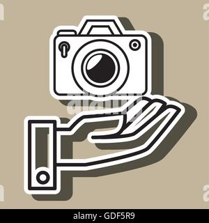 hand and photographic camera isolated icon design Stock Vector